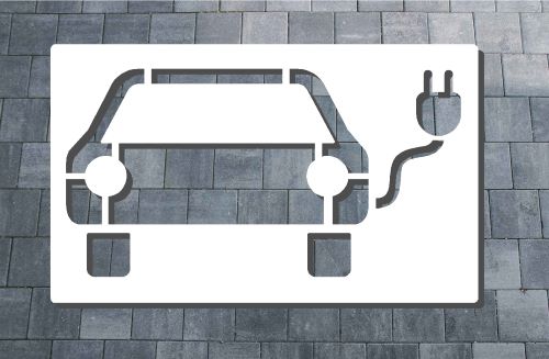 E-Auto Schablone zur Parkplatzmarkierung